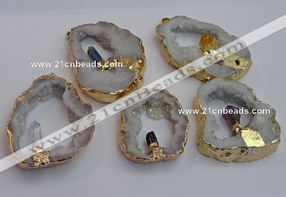 NGP7396 45*50mm - 50*55mm freeform druzy agate pendants