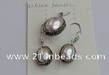 NGP7398 15*18mm - 18*22mm oval shell pearl jewelry sets