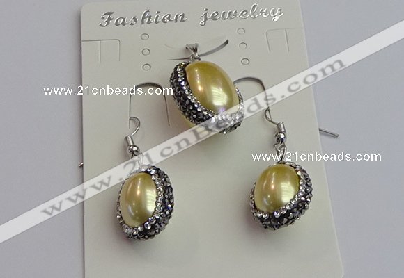 NGP7399 15*18mm - 18*22mm oval shell pearl jewelry sets