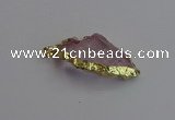 NGP7401 22*30mm - 25*40mm arrowhead plated druzy quartz pendants