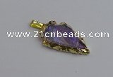 NGP7403 22*30mm - 25*40mm arrowhead plated druzy quartz pendants