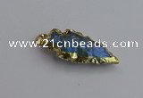 NGP7404 22*30mm - 25*40mm arrowhead plated druzy quartz pendants