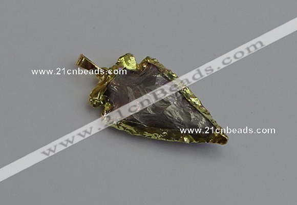 NGP7408 22*30mm - 25*40mm arrowhead plated obsidian pendants
