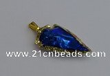 NGP7412 22*30mm - 25*40mm arrowhead plated obsidian pendants