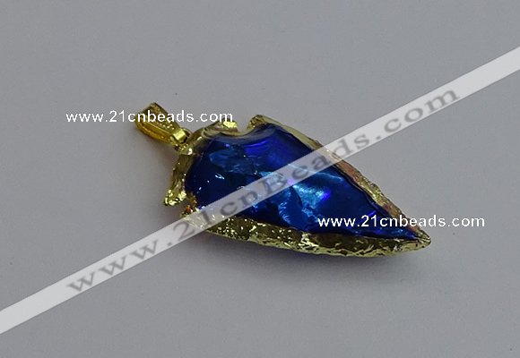 NGP7412 22*30mm - 25*40mm arrowhead plated obsidian pendants