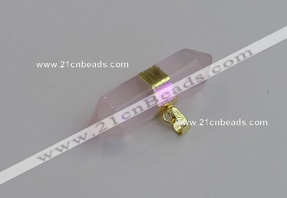 NGP7442 12*45mm sticks rose quartz pendants wholesale