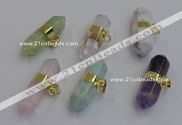 NGP7455 12*45mm sticks mixed gemstone pendants wholesale