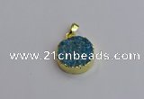 NGP7460 20mm coin plated druzy agate gemstone pendants