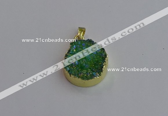 NGP7461 20mm coin plated druzy agate gemstone pendants