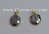 NGP7465 16*18mm freeform plated druzy agate gemstone pendants