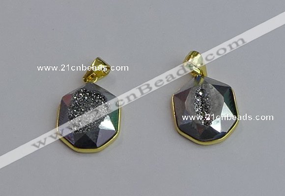 NGP7465 16*18mm freeform plated druzy agate gemstone pendants