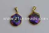 NGP7466 16*18mm freeform plated druzy agate gemstone pendants