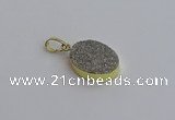 NGP7491 15*20mm oval plated druzy agate gemstone pendants