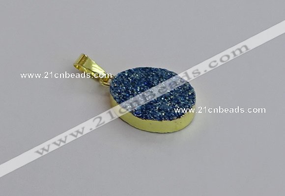 NGP7493 15*20mm oval plated druzy agate gemstone pendants