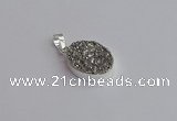 NGP7505 15*20mm oval plated druzy agate gemstone pendants