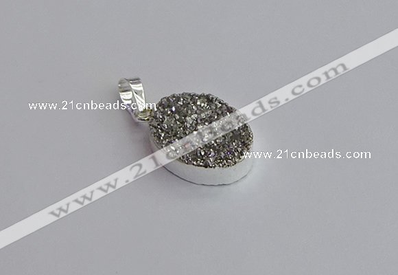 NGP7505 15*20mm oval plated druzy agate gemstone pendants