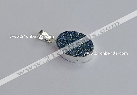 NGP7507 15*20mm oval plated druzy agate gemstone pendants