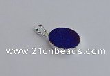 NGP7509 15*20mm oval plated druzy agate gemstone pendants