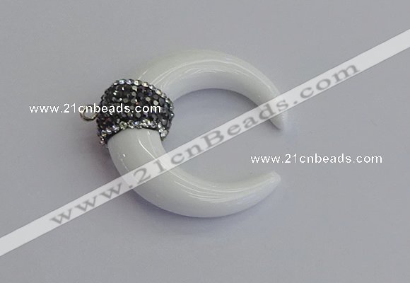 NGP7525 35*38mm horn white porcelain pendants wholesale