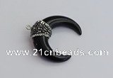 NGP7530 35*38mm horn black agate pendants wholesale