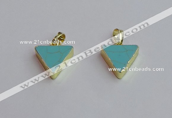 NGP7563 15*16mm triangle white howlite turquoise pendants