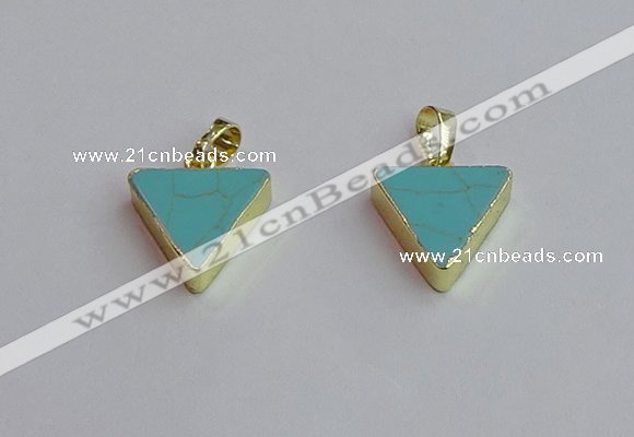 NGP7563 15*16mm triangle white howlite turquoise pendants