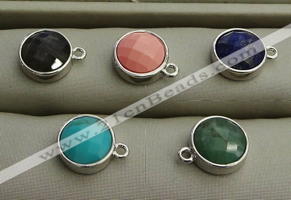 NGP7565 12mm coin mixed gemstone pendants wholesale