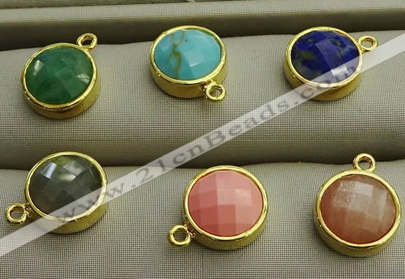 NGP7566 12mm coin mixed gemstone pendants wholesale