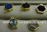 NGP7572 12*12mm hexagon plated druzy agate pendants wholesale