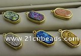 NGP7581 10*15mm oval plated druzy agate pendants wholesale