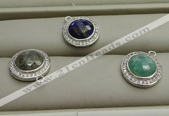 NGP7591 11mm coin mixed gemstone pendants wholesale