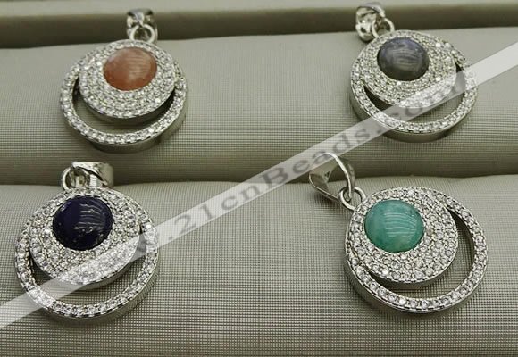 NGP7601 15mm coin mixed gemstone pendants wholesale