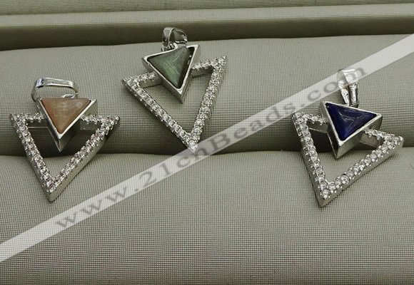 NGP7604 16*19mm arrowhead mixed gemstone pendants wholesale