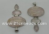 NGP8001 50*82mm - 52*86mm rose quartz pendant set jewelry