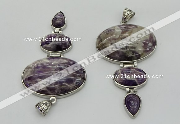 NGP8005 50*82mm - 52*86mm dogtooth amethyst pendant set jewelry