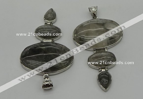 NGP8008 50*82mm - 52*86mm cloudy quartz pendant set jewelry