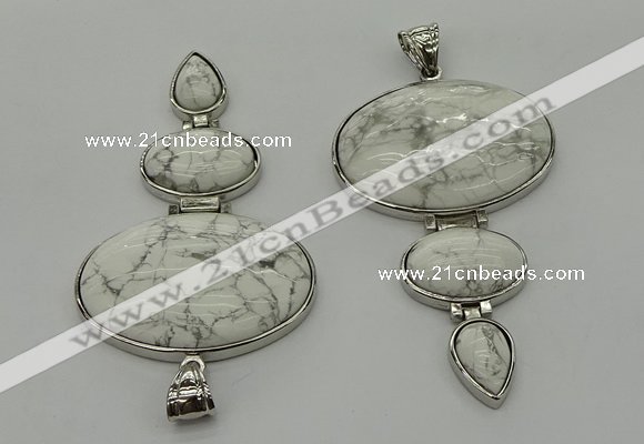 NGP8011 50*82mm - 52*86mm white howlite pendant set jewelry