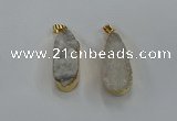 NGP8500 15*33mm - 17*40mm flat teardrop druzy agate pendants