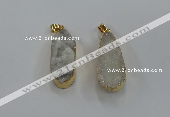 NGP8500 15*33mm - 17*40mm flat teardrop druzy agate pendants