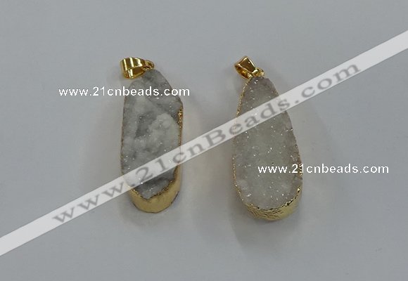 NGP8500 15*33mm - 17*40mm flat teardrop druzy agate pendants