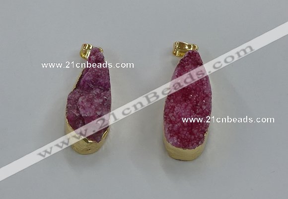 NGP8504 15*33mm - 17*40mm flat teardrop druzy agate pendants