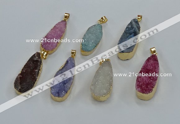 NGP8509 15*33mm - 17*40mm flat teardrop druzy agate pendants