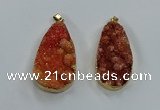 NGP8512 25*48mm - 27*52mm flat teardrop druzy agate pendants