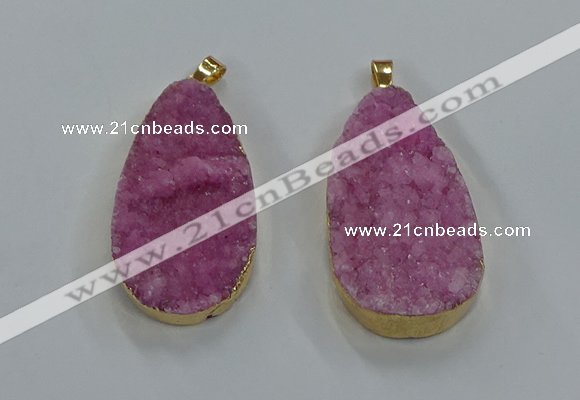 NGP8515 25*48mm - 27*52mm flat teardrop druzy agate pendants