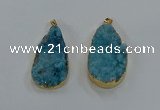 NGP8516 25*48mm - 27*52mm flat teardrop druzy agate pendants