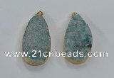 NGP8517 25*48mm - 27*52mm flat teardrop druzy agate pendants