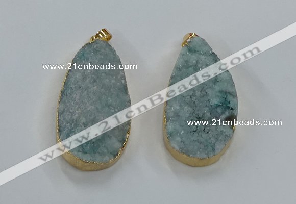 NGP8517 25*48mm - 27*52mm flat teardrop druzy agate pendants