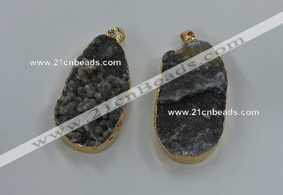 NGP8519 25*48mm - 27*52mm flat teardrop druzy agate pendants