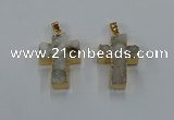 NGP8532 22*30mm - 25*35mm cross druzy agate pendants wholesale