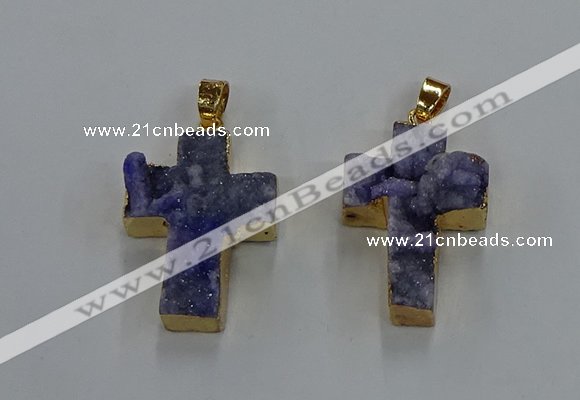 NGP8534 22*30mm - 25*35mm cross druzy agate pendants wholesale